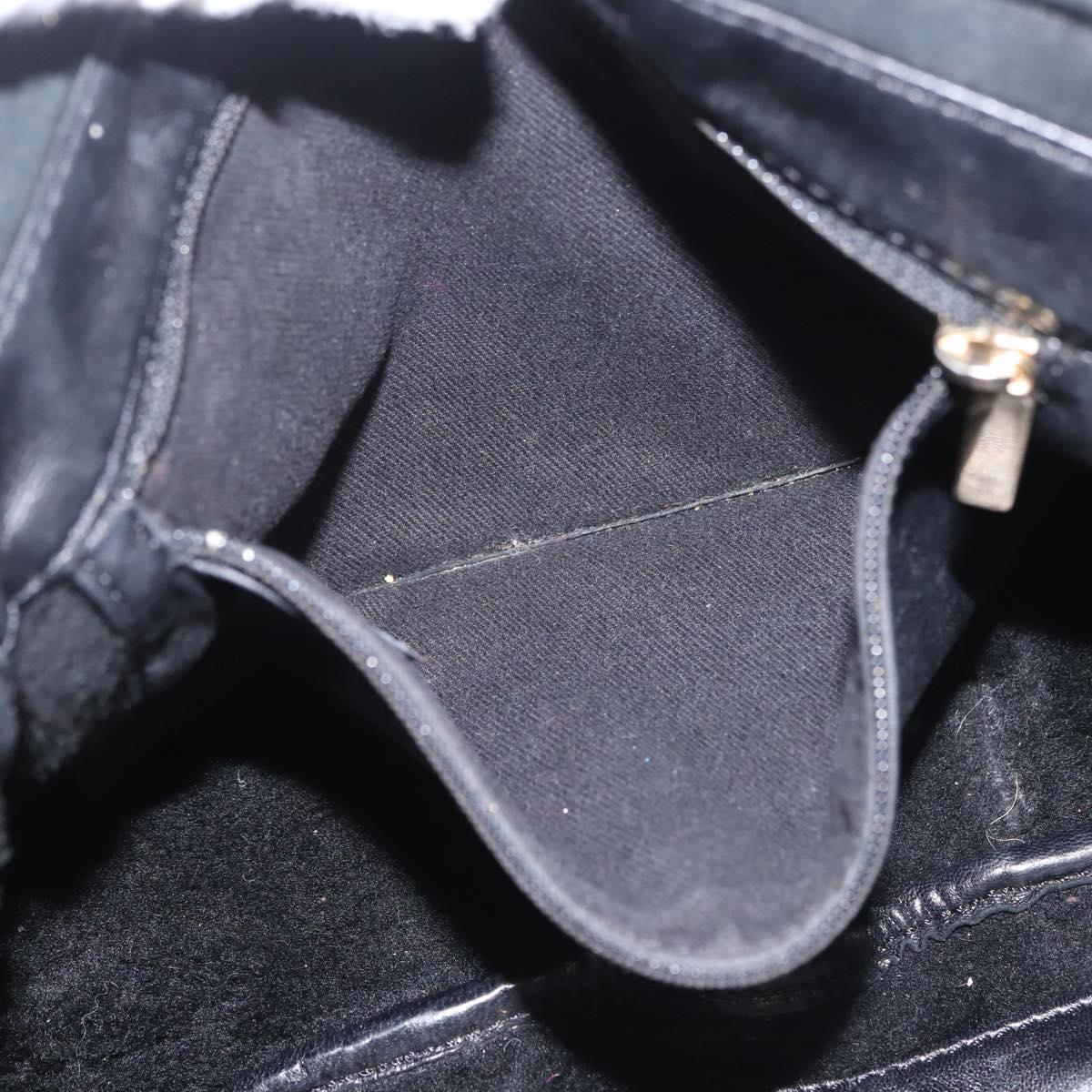 CHANEL Hand Bag Mouton Black Gold CC Auth 143816