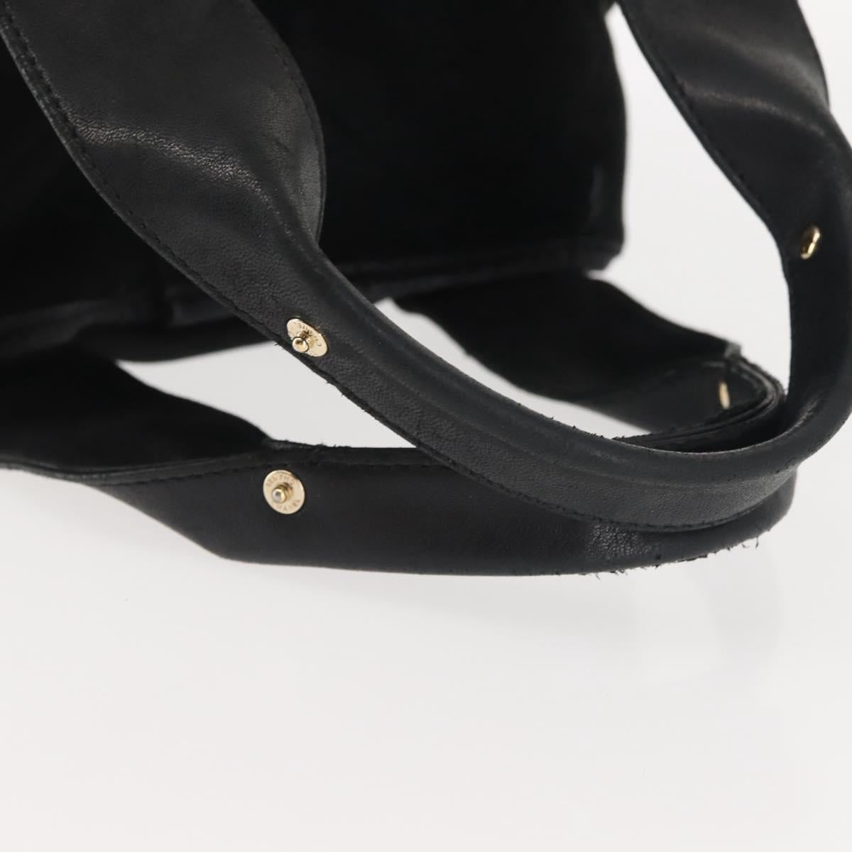 CHANEL Hand Bag Mouton Black Gold CC Auth 143816