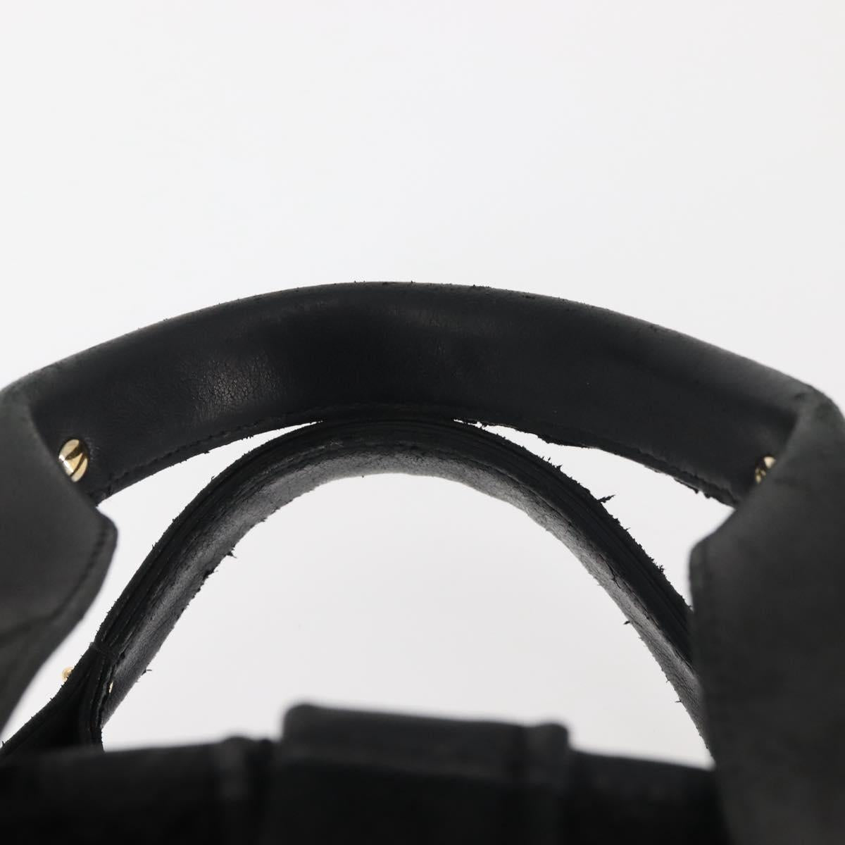 CHANEL Hand Bag Mouton Black Gold CC Auth 143816