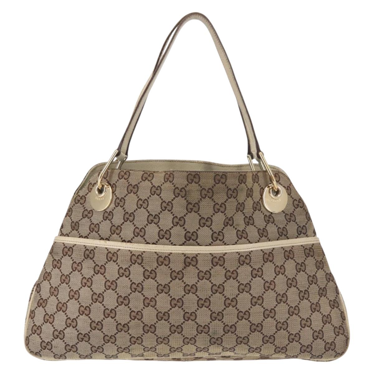 GUCCI GG Canvas Tote Bag Beige Gold 121023 Auth 143818