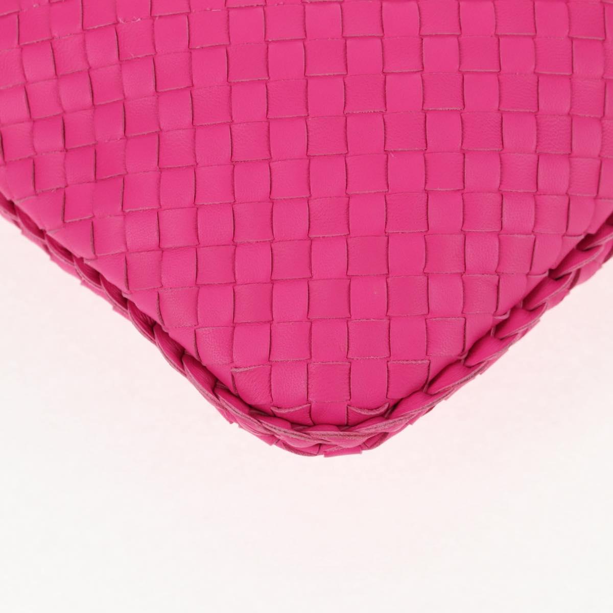 BOTTEGA VENETA INTRECCIATO Hobo Shoulder Bag Leather Pink Silver Auth 143824V
