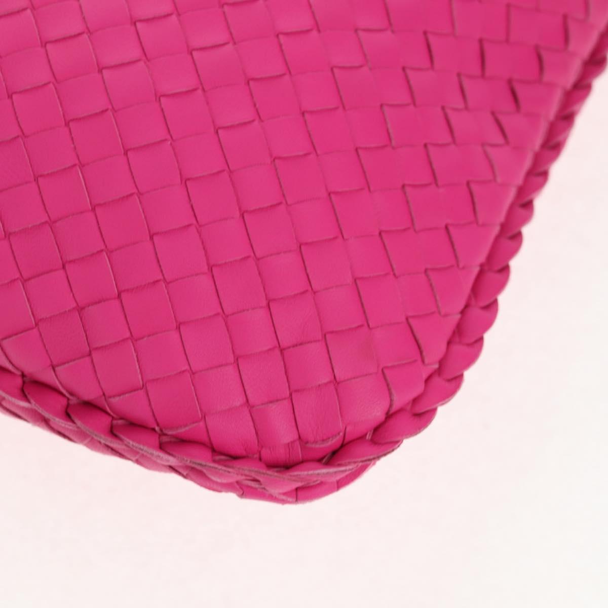 BOTTEGA VENETA INTRECCIATO Hobo Shoulder Bag Leather Pink Silver Auth 143824V