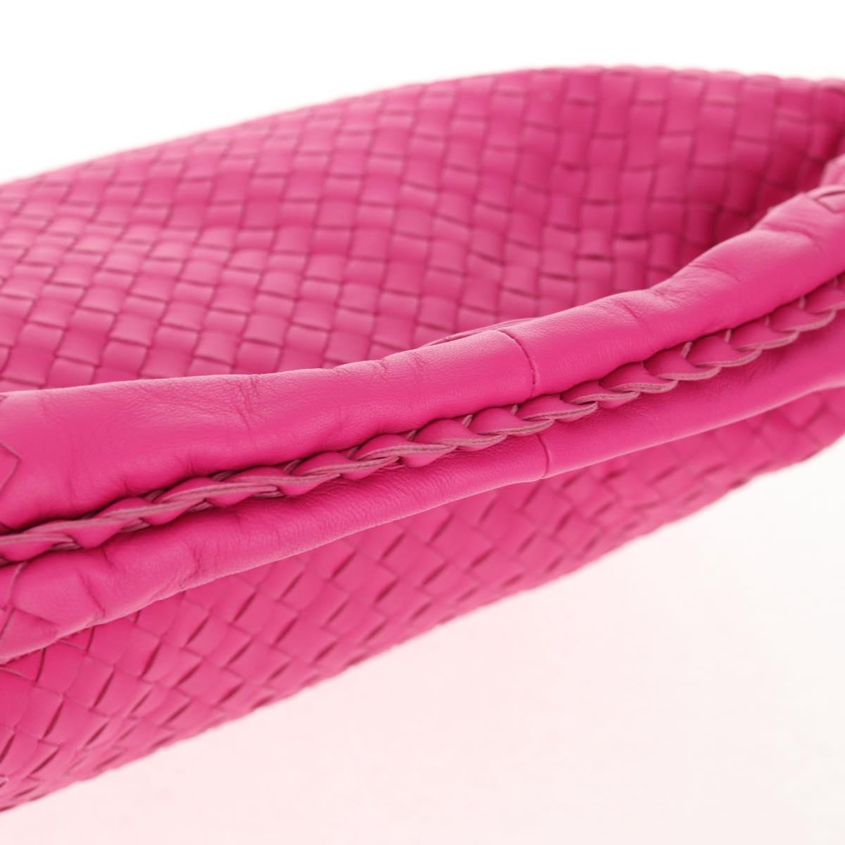 BOTTEGA VENETA INTRECCIATO Hobo Shoulder Bag Leather Pink Silver Auth 143824V