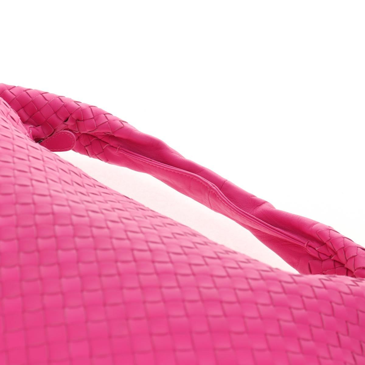 BOTTEGA VENETA INTRECCIATO Hobo Shoulder Bag Leather Pink Silver Auth 143824V