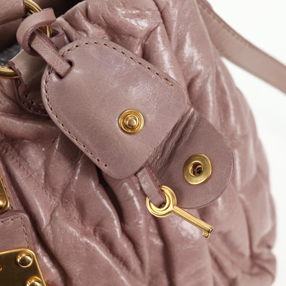 Miu Miu Matelasse Hand Bag Leather Pink Gold Auth 143825V