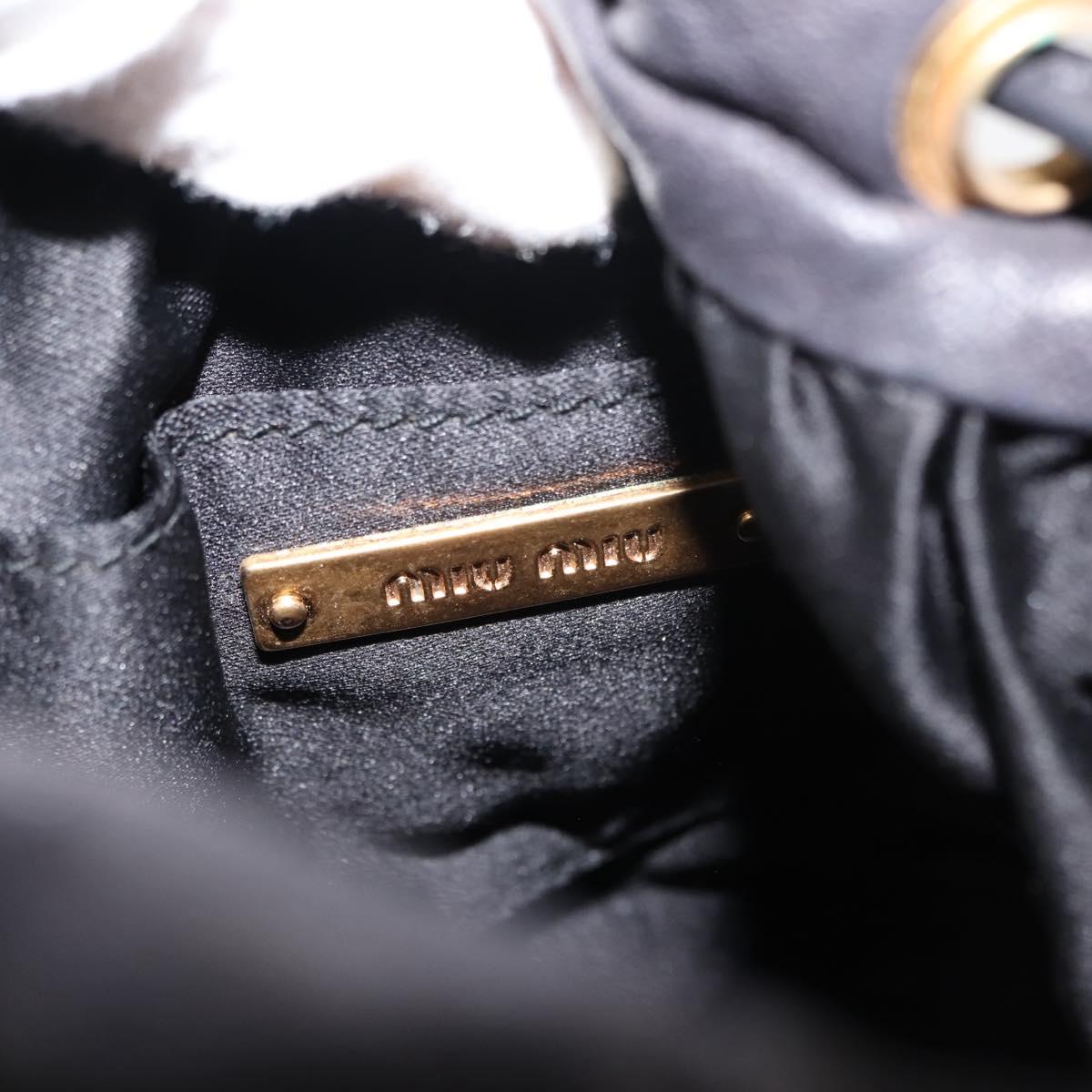 Miu Miu Studs Shoulder Bag Leather Black Gold Silver Auth 143830