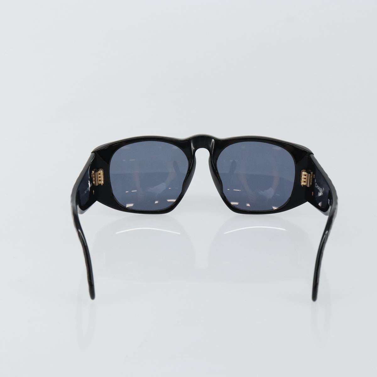 CHANEL COCO Mark Matelasse Sunglasses plastic Black CC Auth 143838