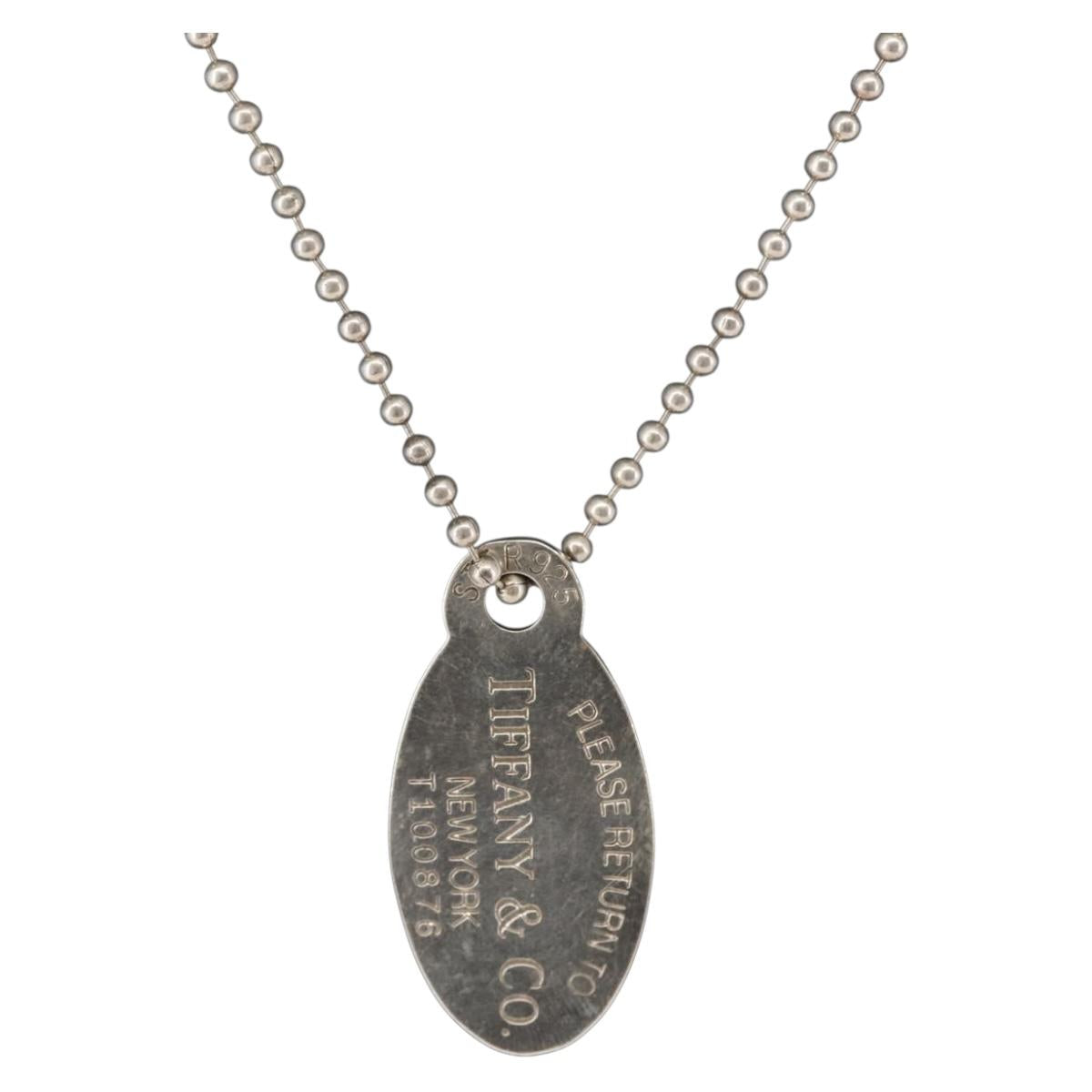 TIFFANY&Co. Return to Oval Tag Necklace Ag925 Silver Auth 143842