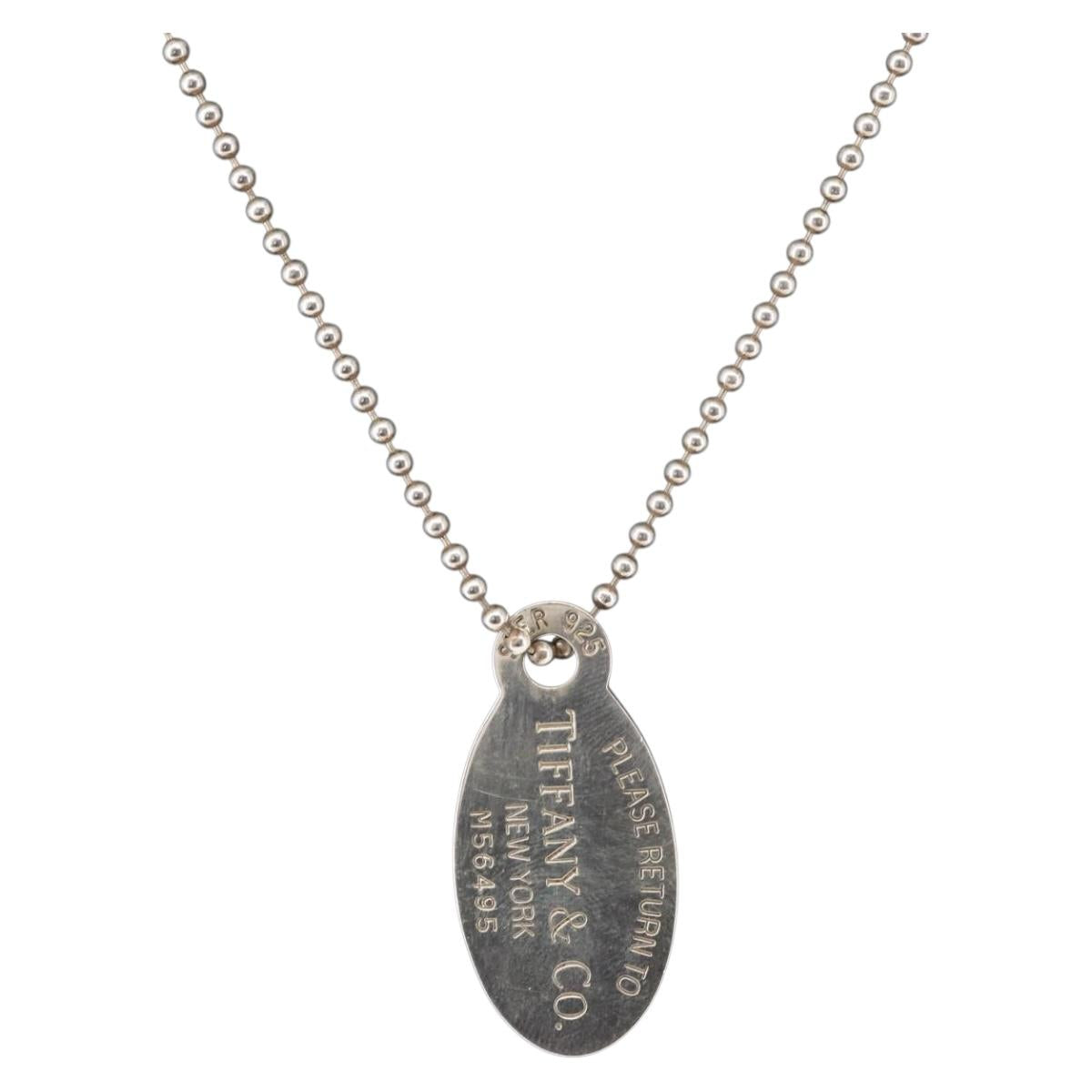 TIFFANY&Co. Return to Oval Tag Necklace Ag925 Silver Auth 143843