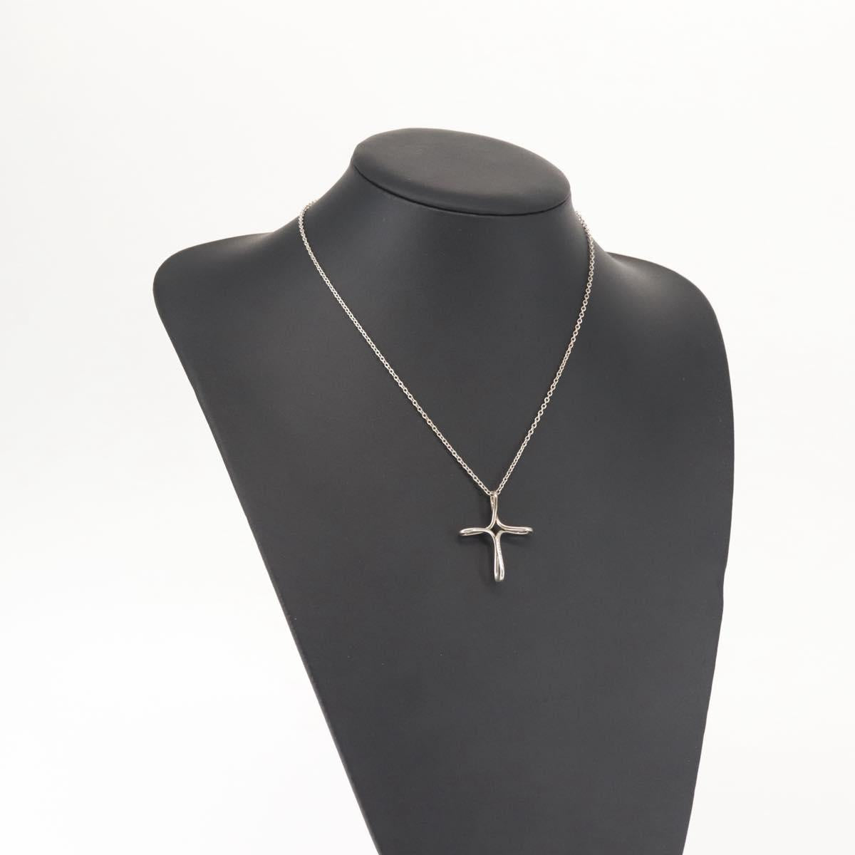 TIFFANY&Co. Open Cross Necklace Ag925 Silver Auth 143848