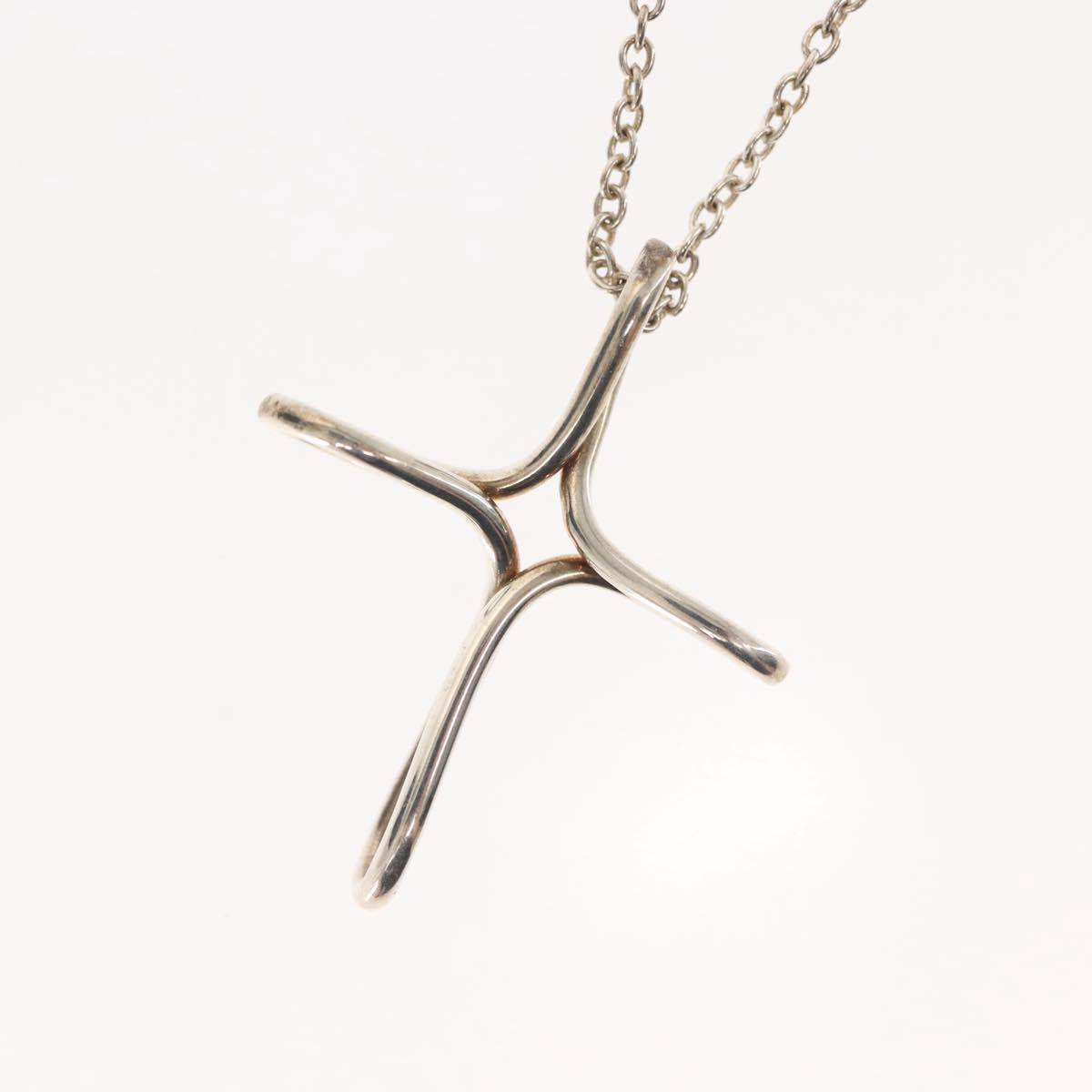 TIFFANY&Co. Open Cross Necklace Ag925 Silver Auth 143848
