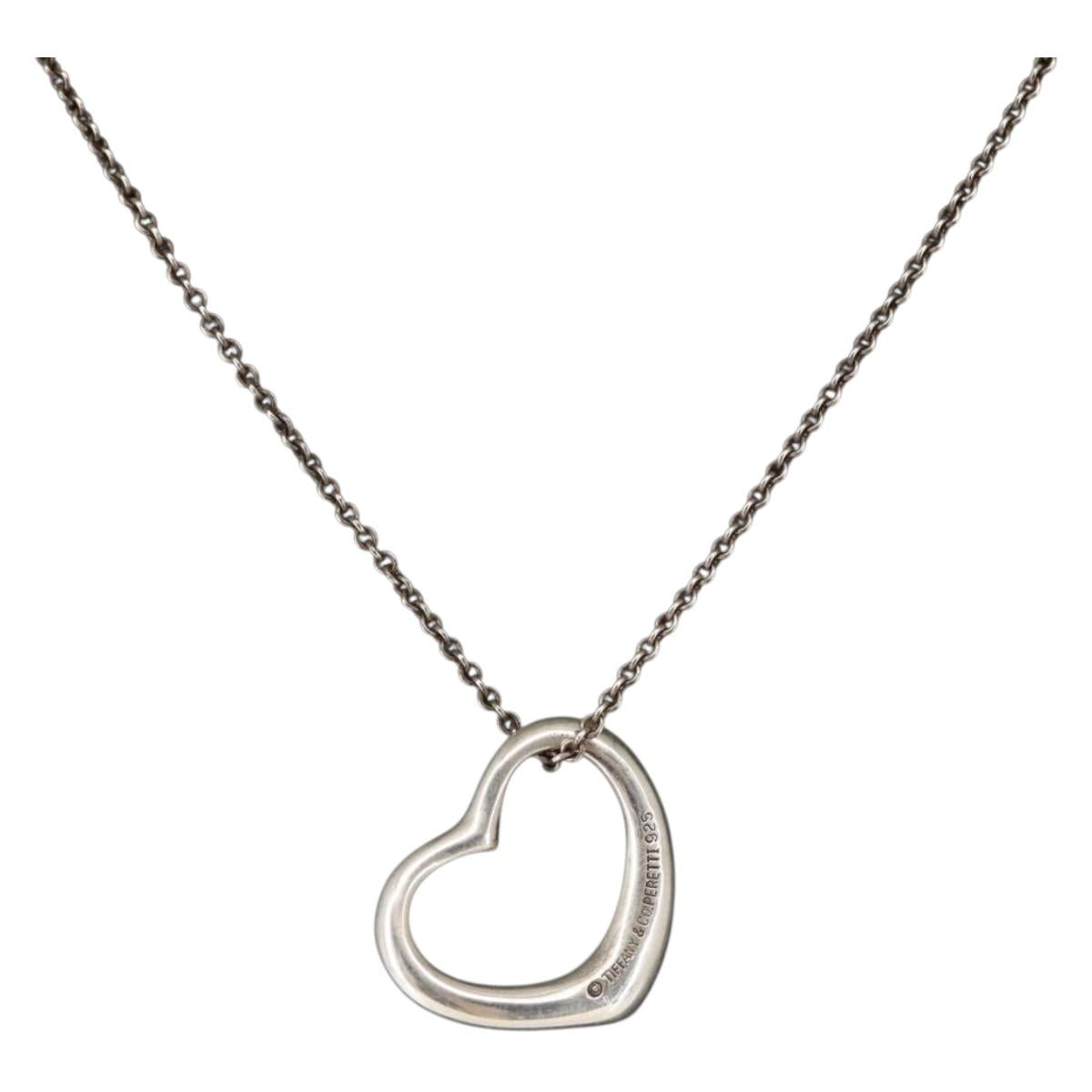 TIFFANY&Co. Open Heart Necklace Ag925 Silver Auth 143849