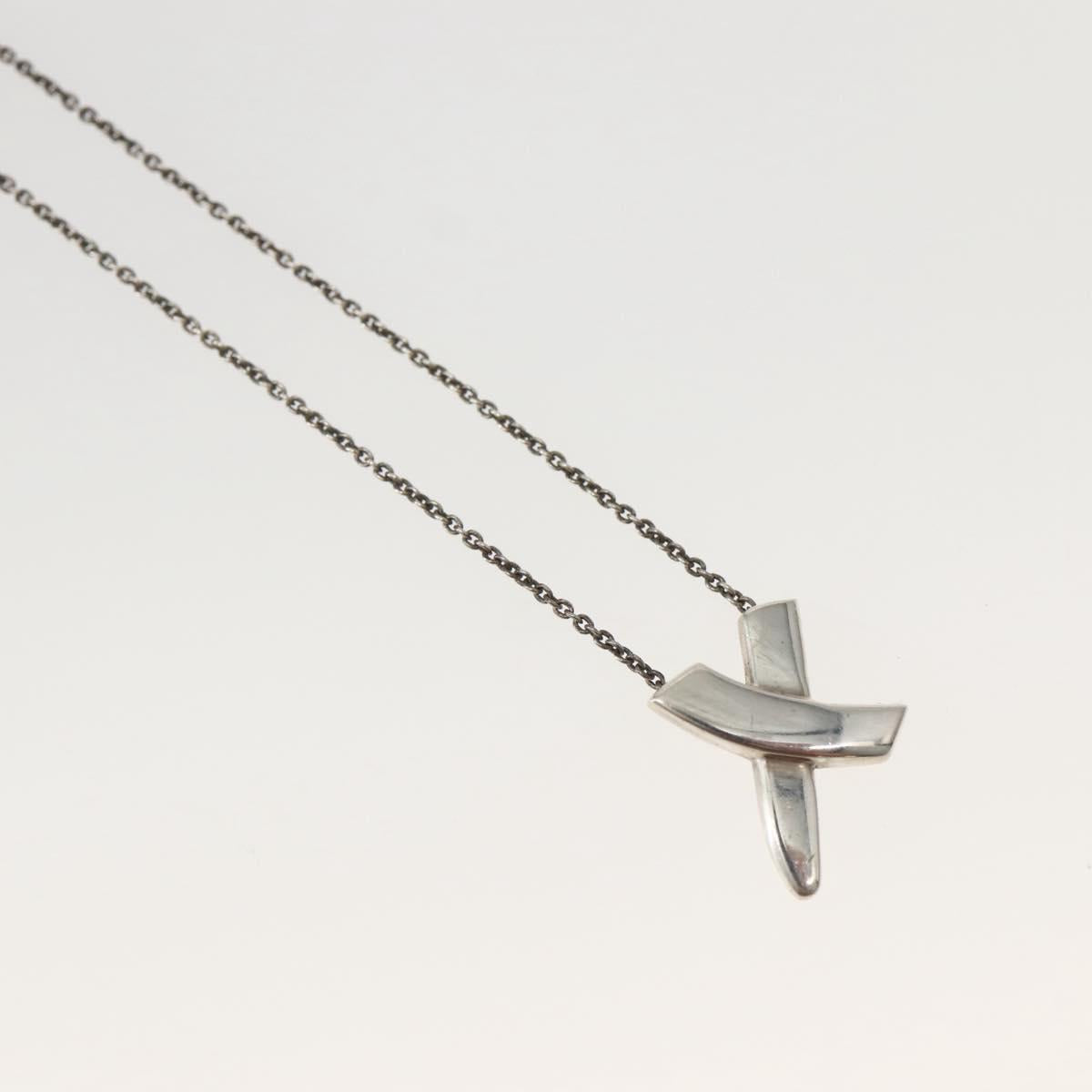 TIFFANY&Co. Cross Kiss Necklace Ag925 Silver Auth 143851