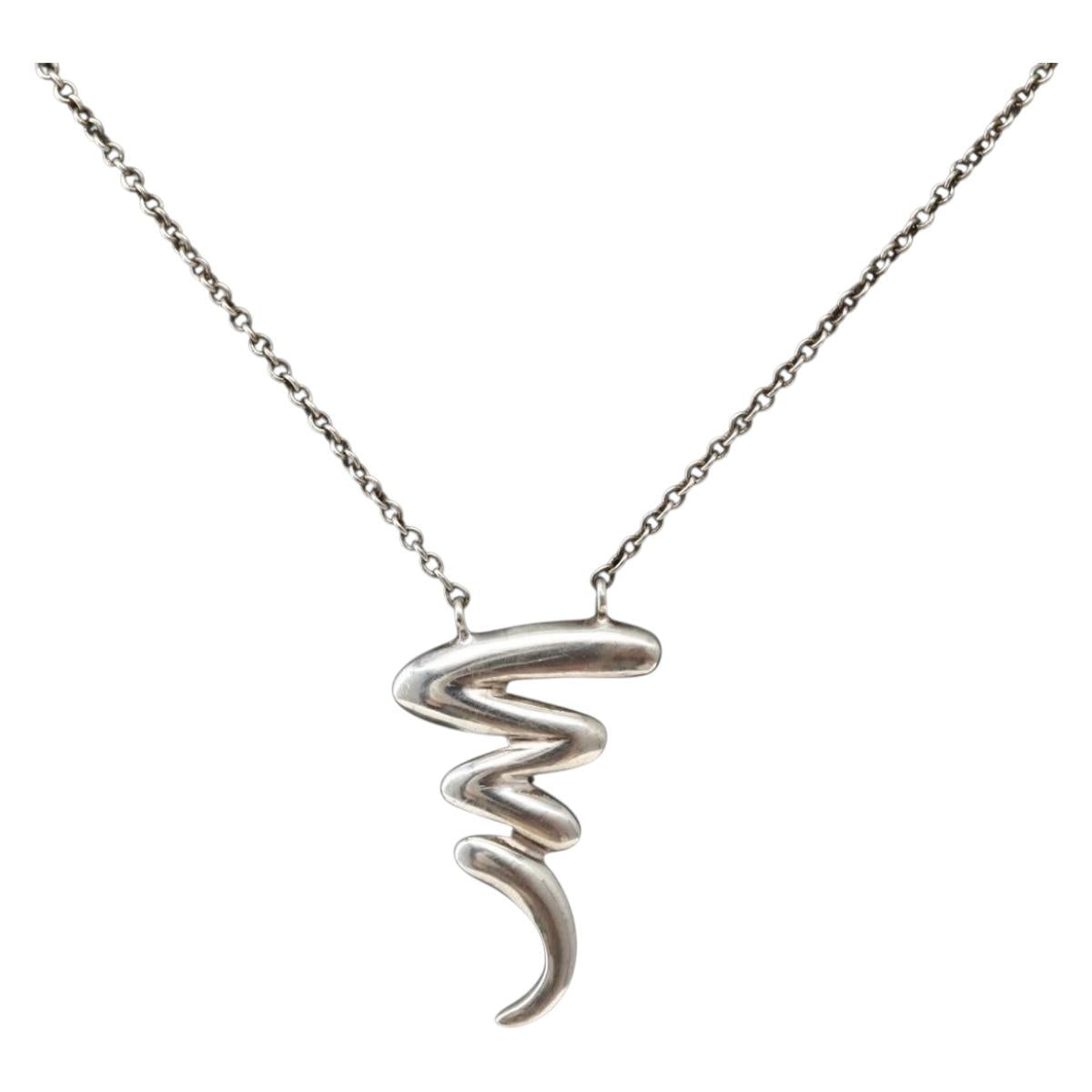 TIFFANY&Co. Scribble Necklace Ag925 Silver Auth 143855