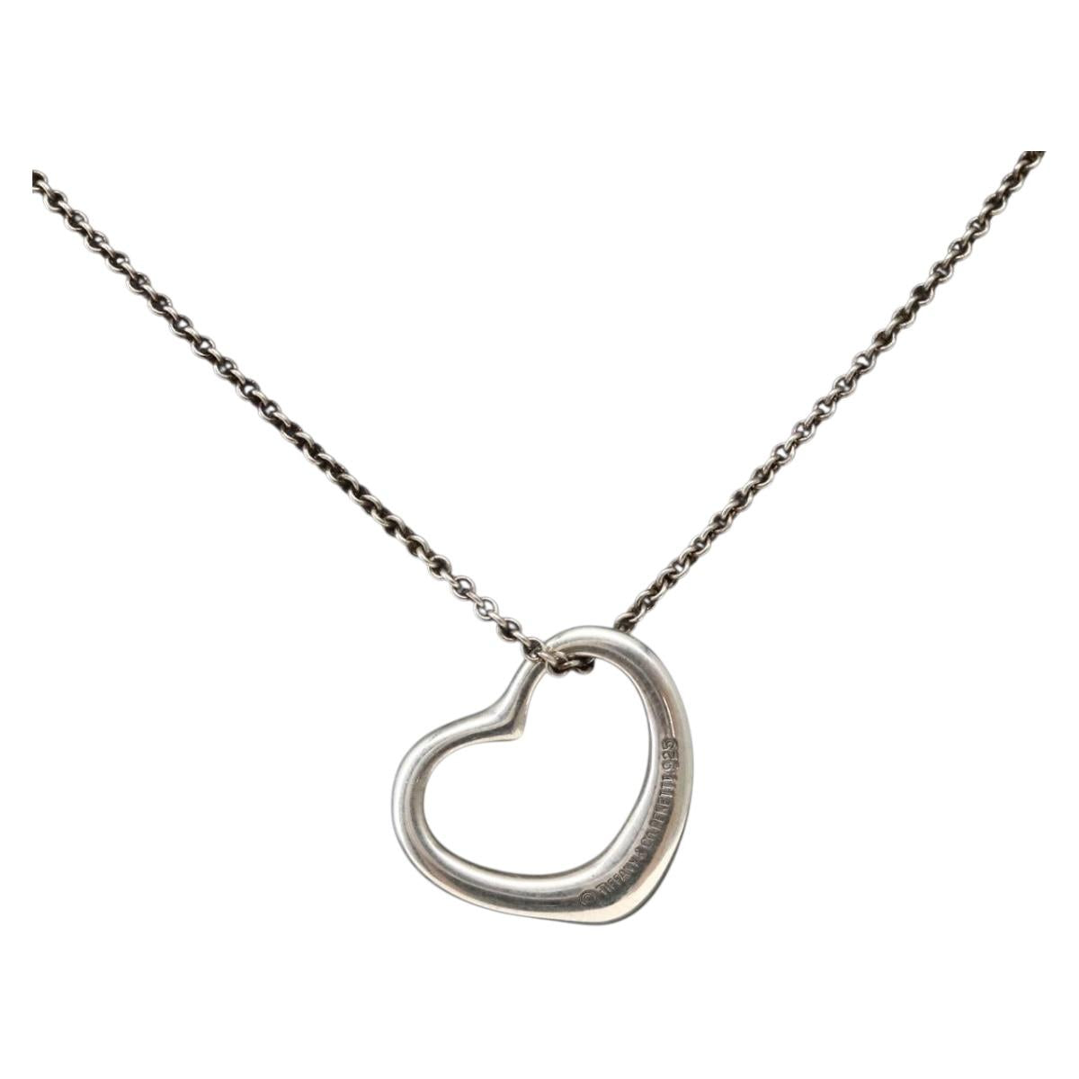 TIFFANY&Co. Open Heart Necklace Ag925 Silver Auth 143856