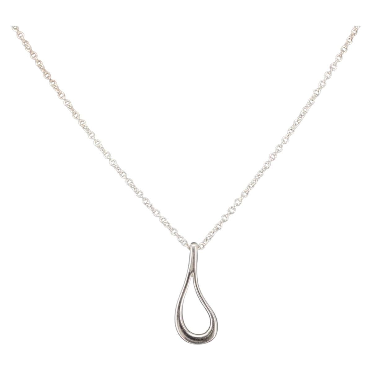 TIFFANY&Co. Open Teardrop Necklace Ag925 Silver Auth 143860