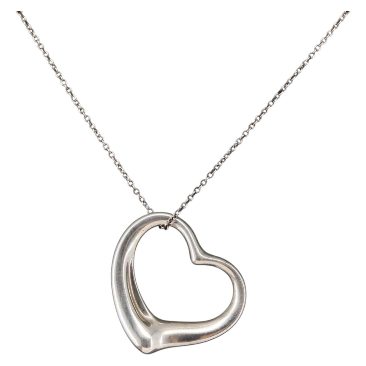 TIFFANY&Co. Open Heart Necklace Ag925 Silver Auth 143864