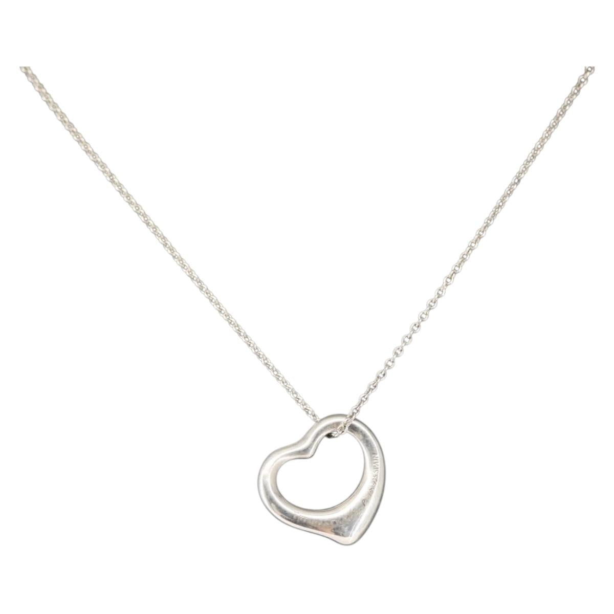 TIFFANY&Co. Open Heart Necklace Ag925 Silver Auth 143865