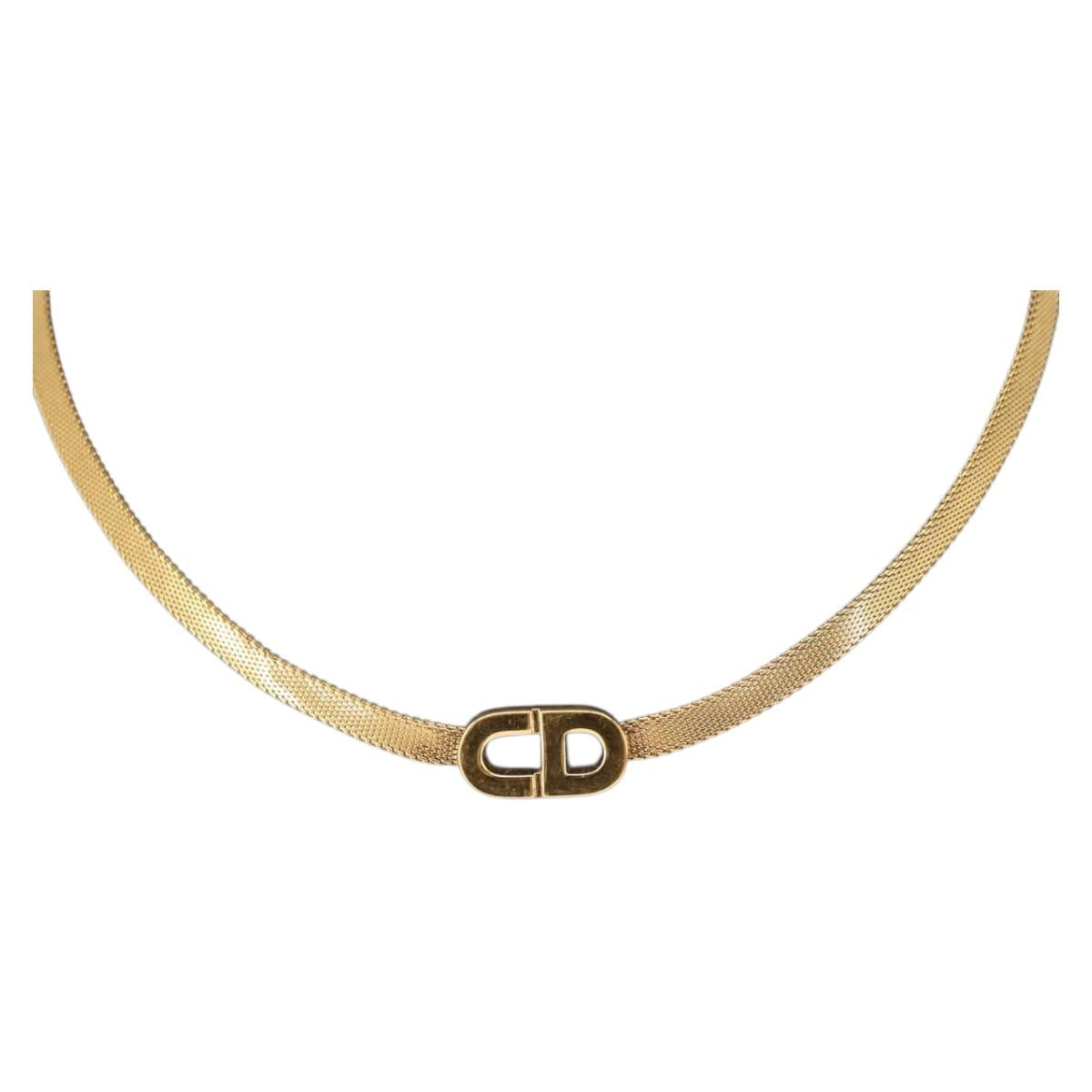 Christian Dior Choker metal Gold Auth 143873