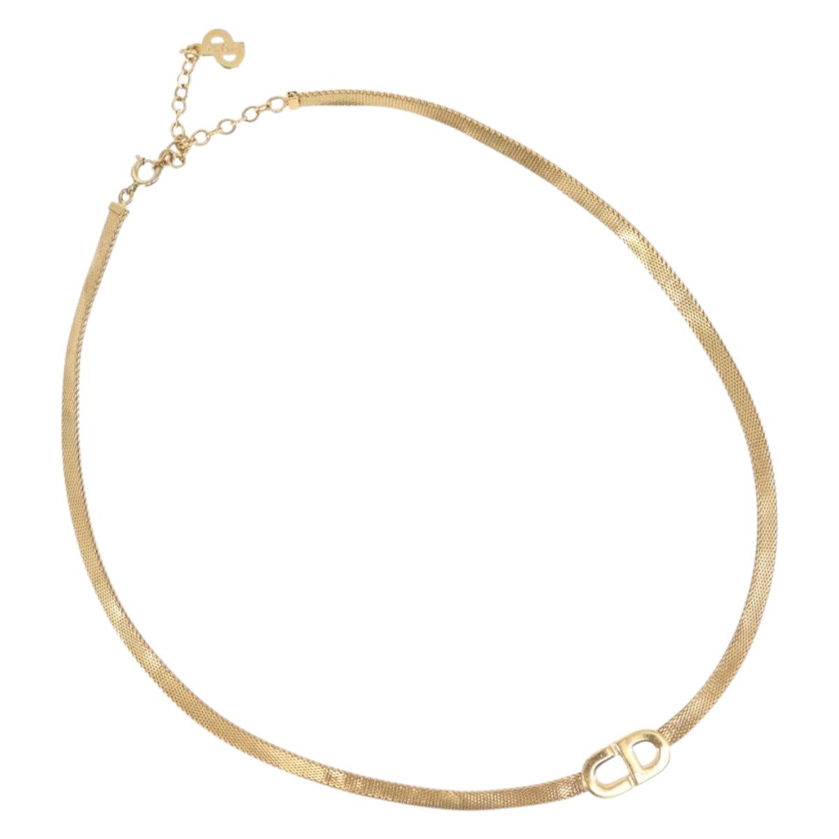 Christian Dior Choker metal Gold Auth 143873