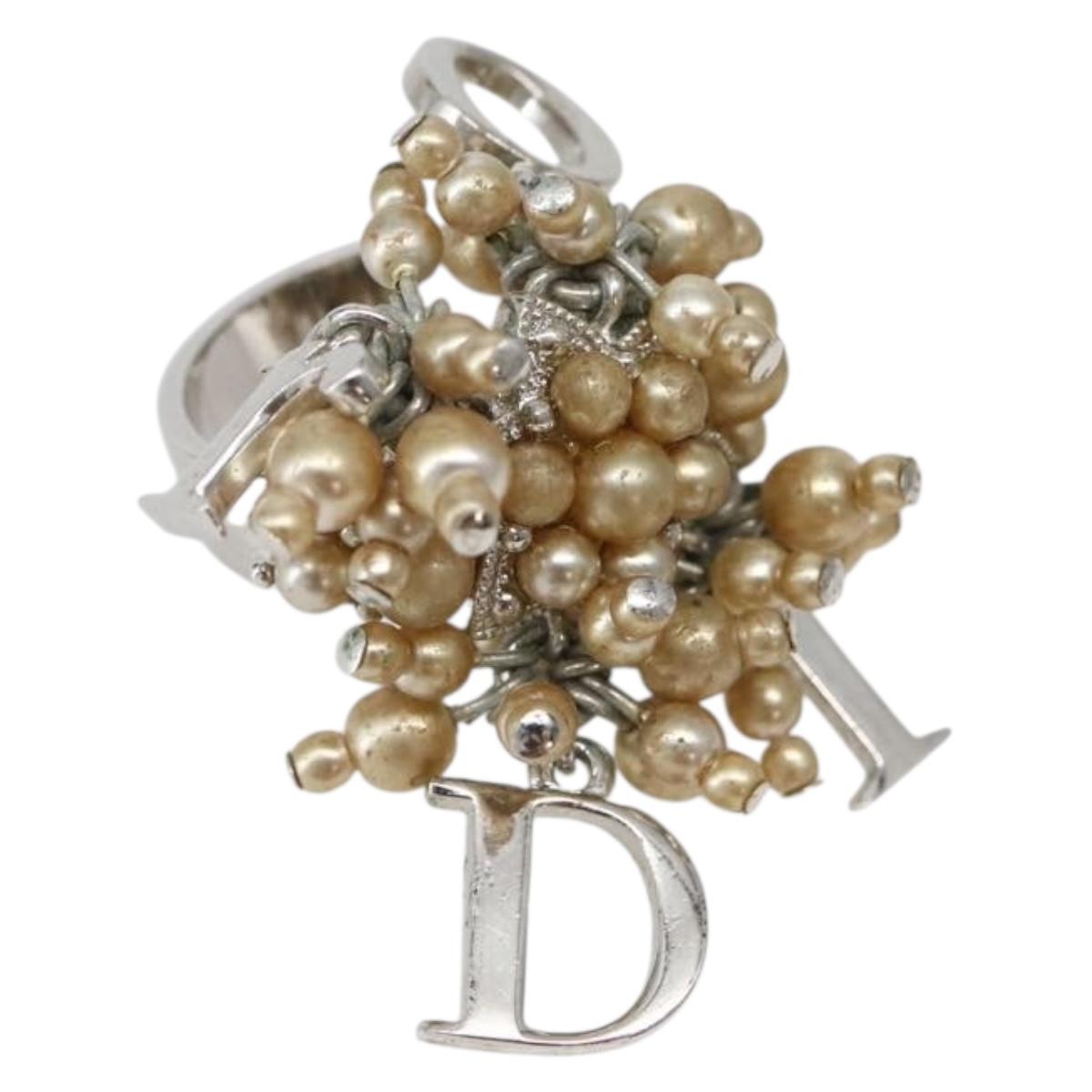 Christian Dior Ring metal Silver #9(JP Size) Auth 143885