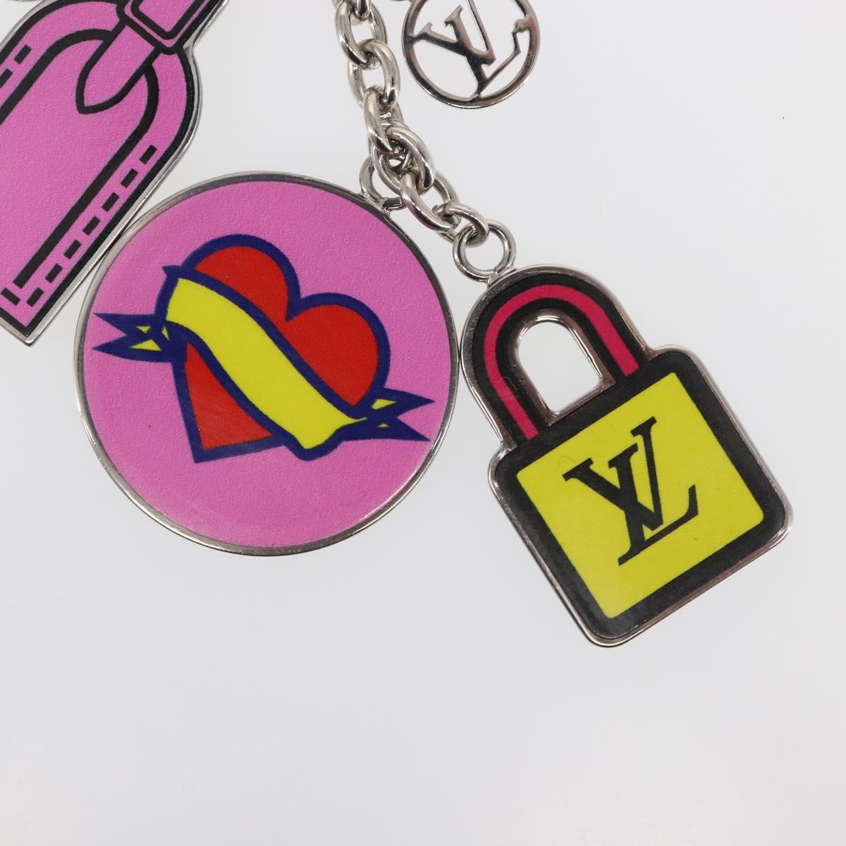 LOUIS VUITTON Porte Cles LV Stories Charm metal Silver M63759 LV Auth 143888M