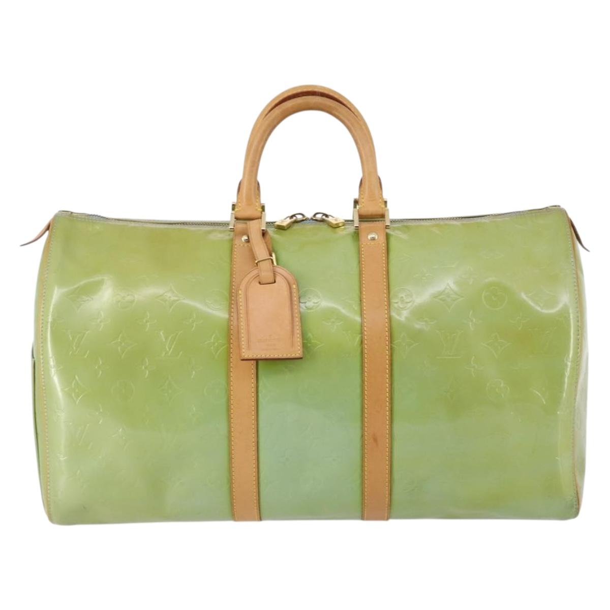 LOUIS VUITTON Monogram Vernis Mercer Boston Bag Baby Blue M91001 LV Auth 143900