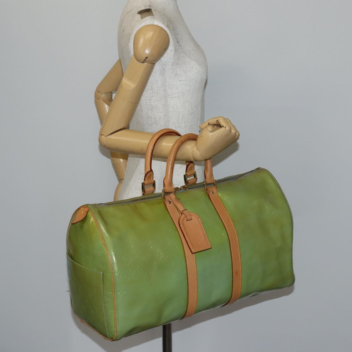 LOUIS VUITTON Monogram Vernis Mercer Boston Bag Baby Blue M91001 LV Auth 143900