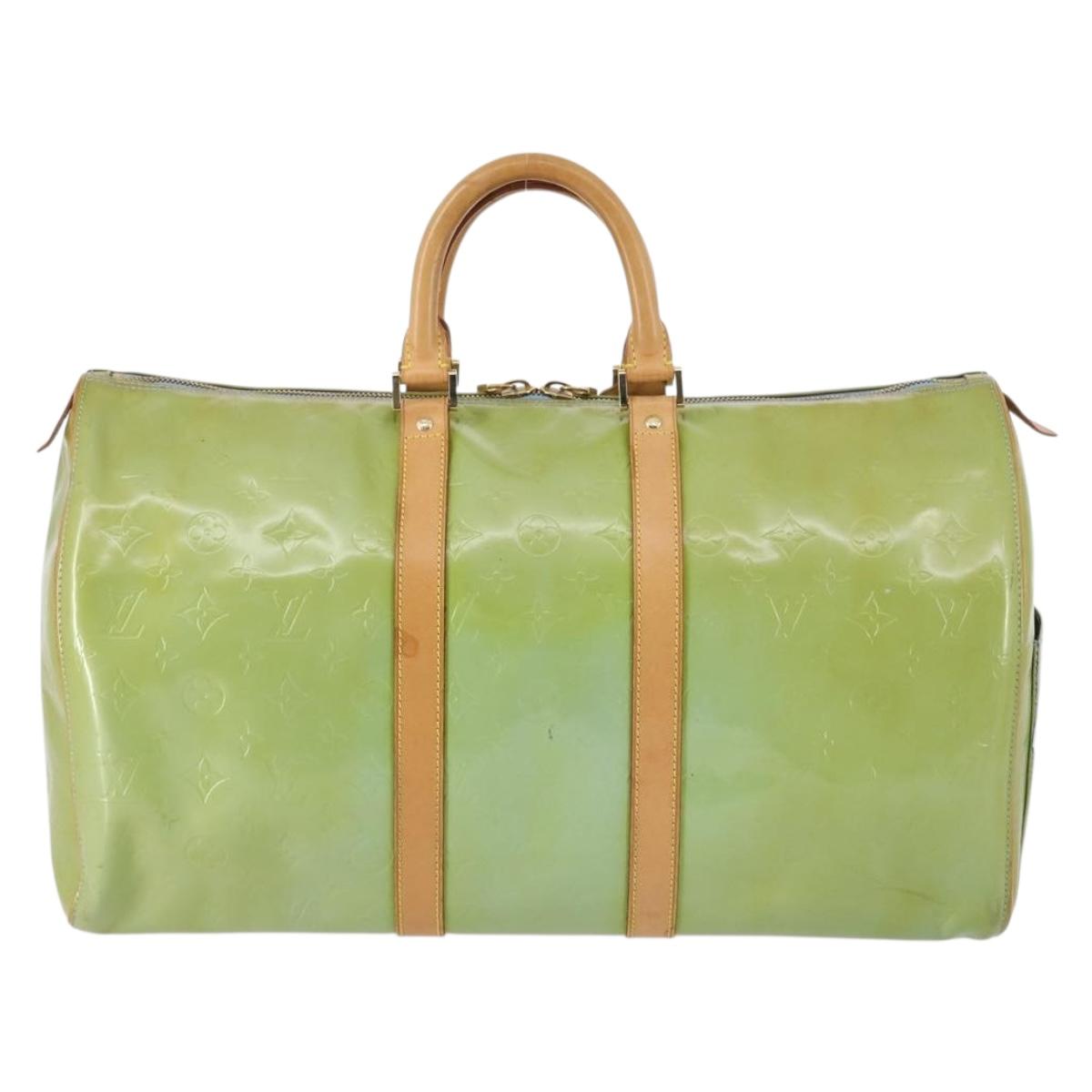 LOUIS VUITTON Monogram Vernis Mercer Boston Bag Baby Blue M91001 LV Auth 143900