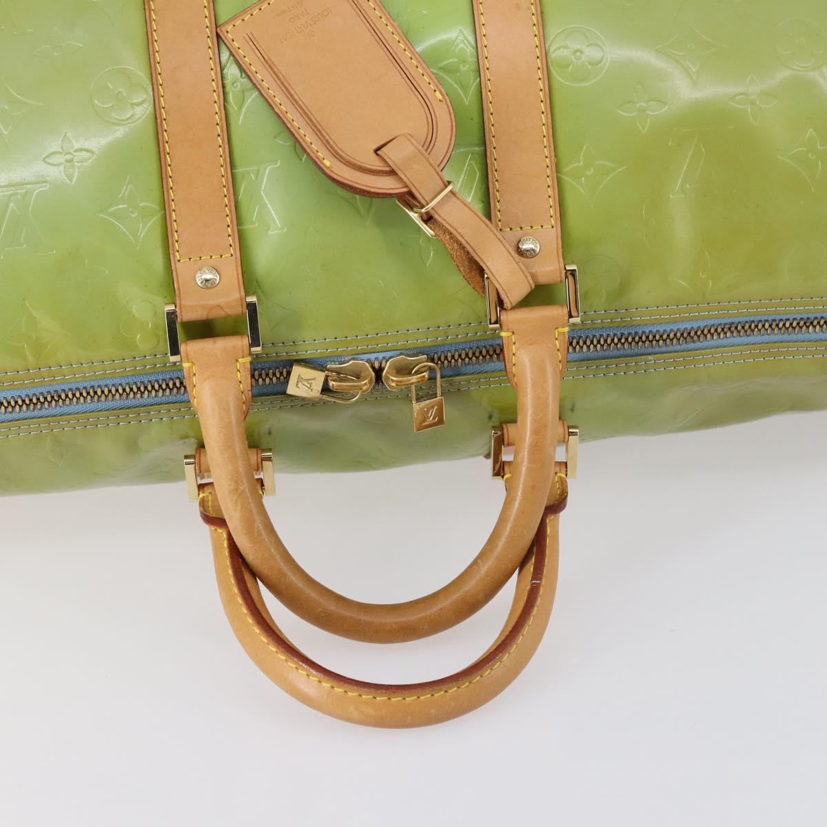 LOUIS VUITTON Monogram Vernis Mercer Boston Bag Baby Blue M91001 LV Auth 143900