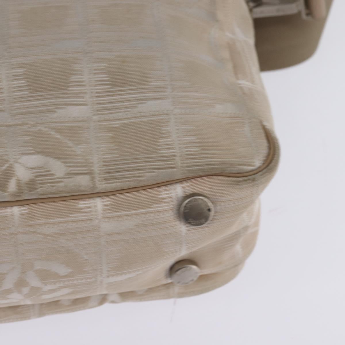 CHANEL New Travel Line Hand Bag Nylon 2way Beige Silver CC Auth 143907