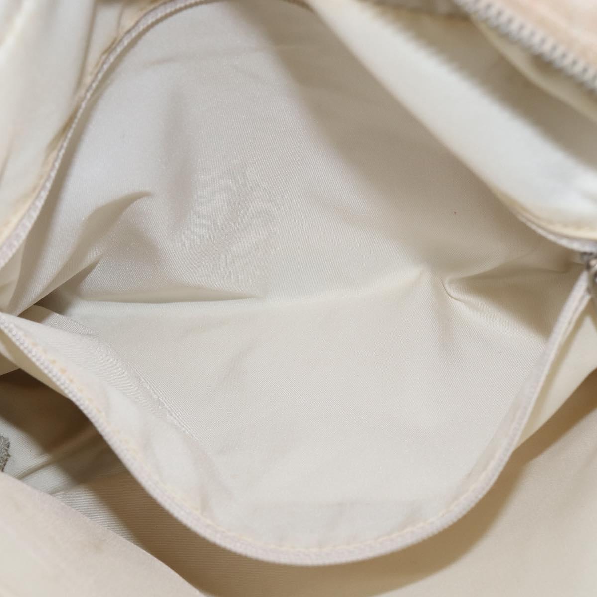 CHANEL New Travel Line Hand Bag Nylon 2way Beige Silver CC Auth 143907