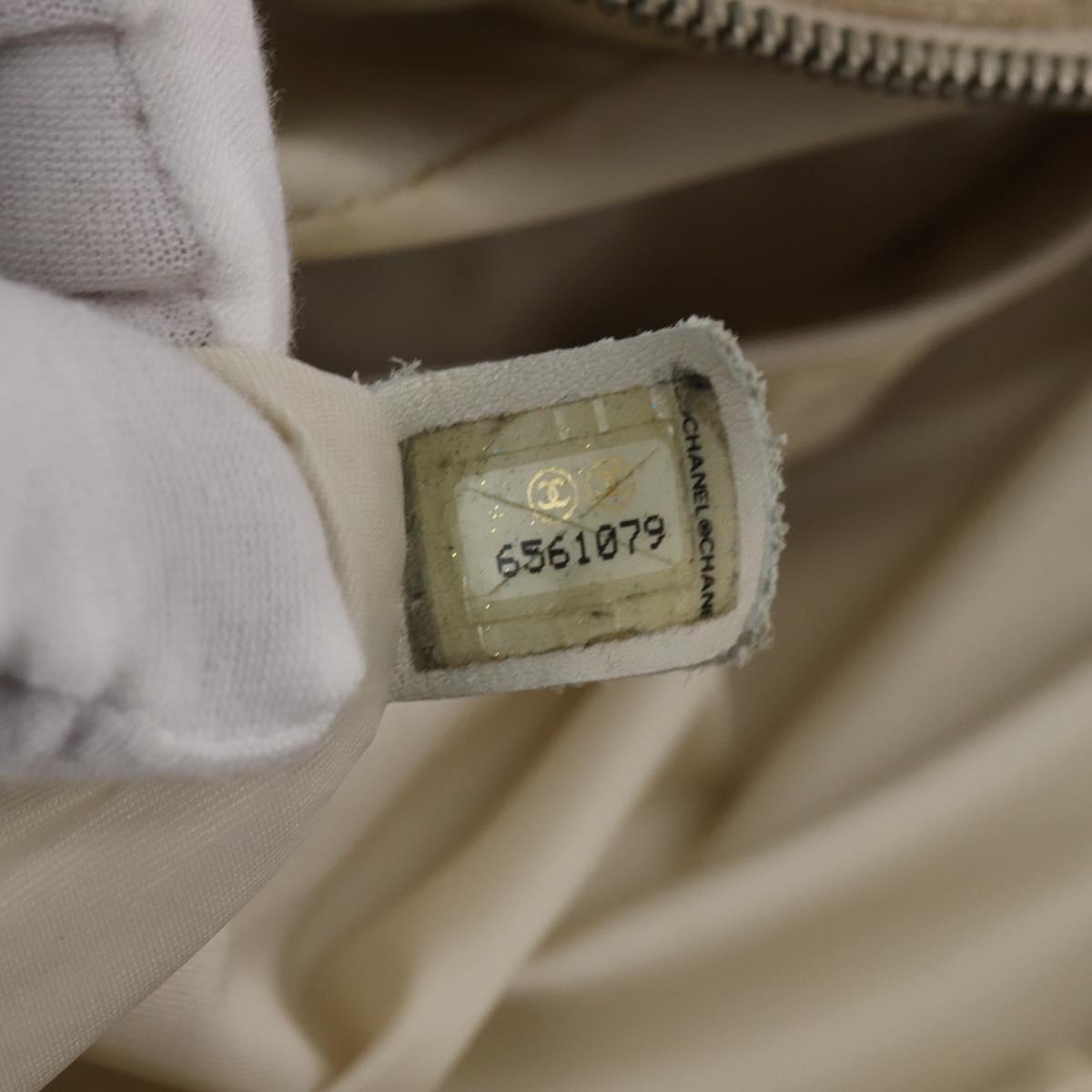 CHANEL New Travel Line Hand Bag Nylon 2way Beige Silver CC Auth 143907