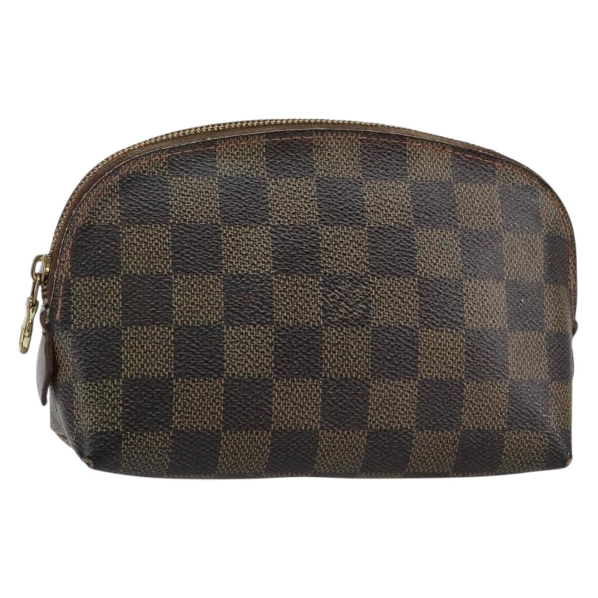 LOUIS VUITTON Damier Ebene Pochette Cosmetic PM Pouch N47516 LV Auth 143909