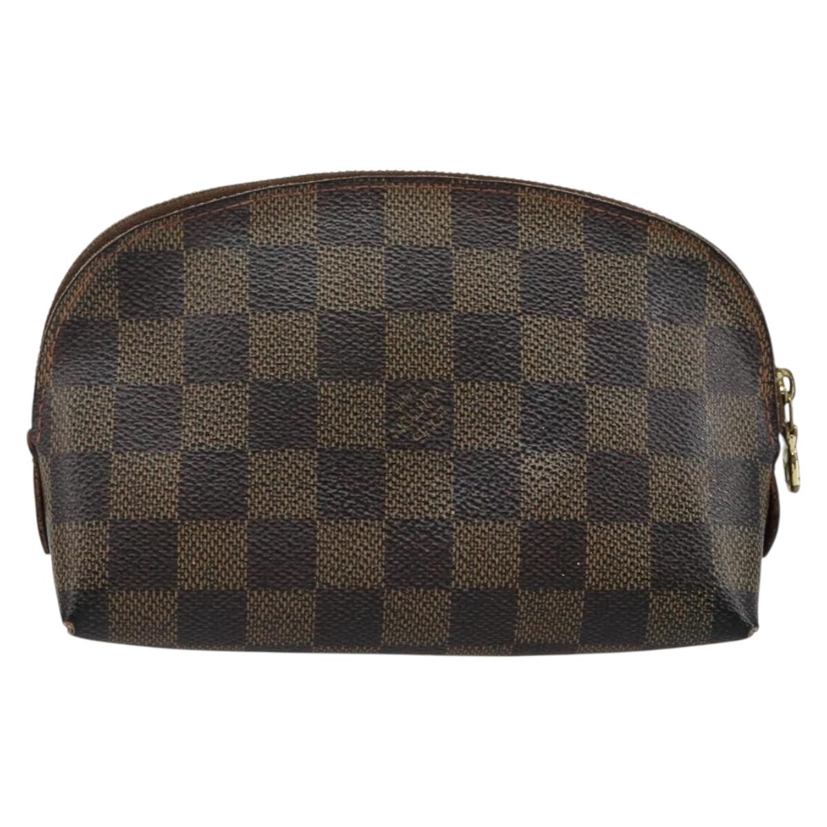 LOUIS VUITTON Damier Ebene Pochette Cosmetic PM Pouch N47516 LV Auth 143909
