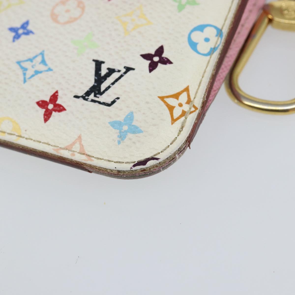 LOUIS VUITTON Multicolor Pochette ClesNM Coin Purse White M93734 LV Auth 143912