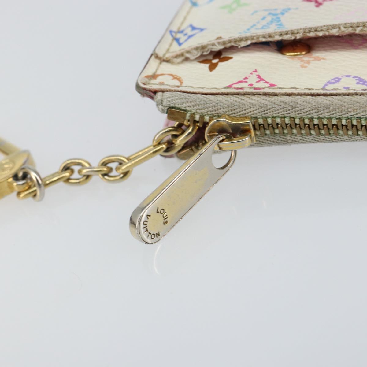 LOUIS VUITTON Multicolor Pochette ClesNM Coin Purse White M93734 LV Auth 143912
