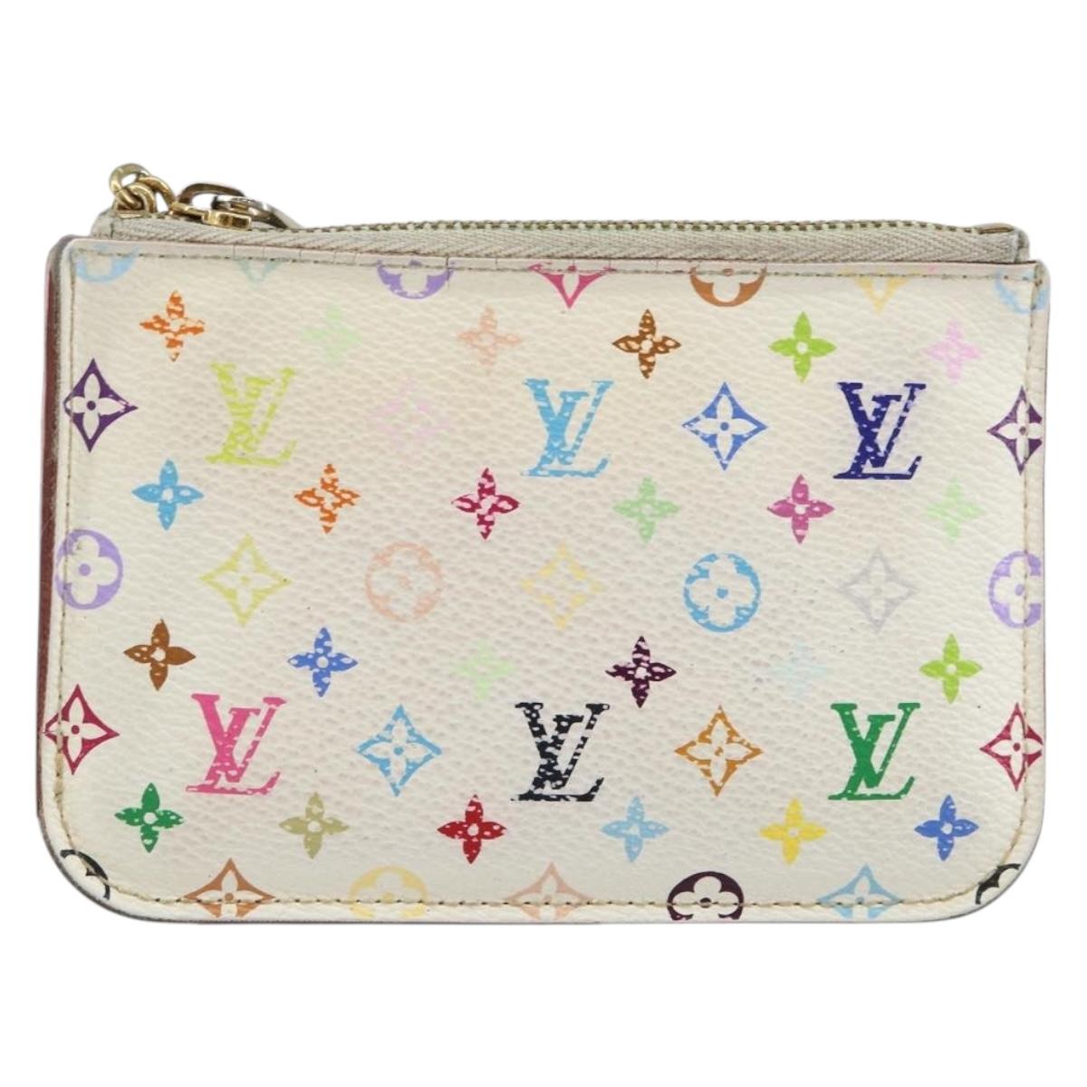 LOUIS VUITTON Multicolor Pochette ClesNM Coin Purse White M93734 LV Auth 143912