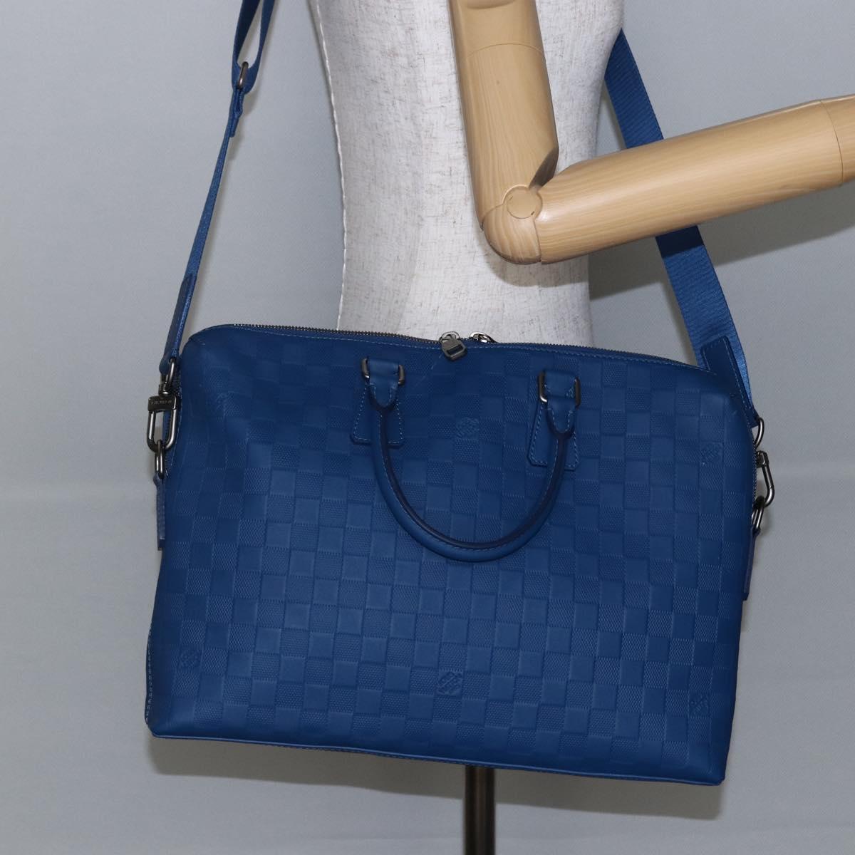 LOUIS VUITTON Damier Infini Porte DocumentsJules Bag Blue N41328 Auth 143920