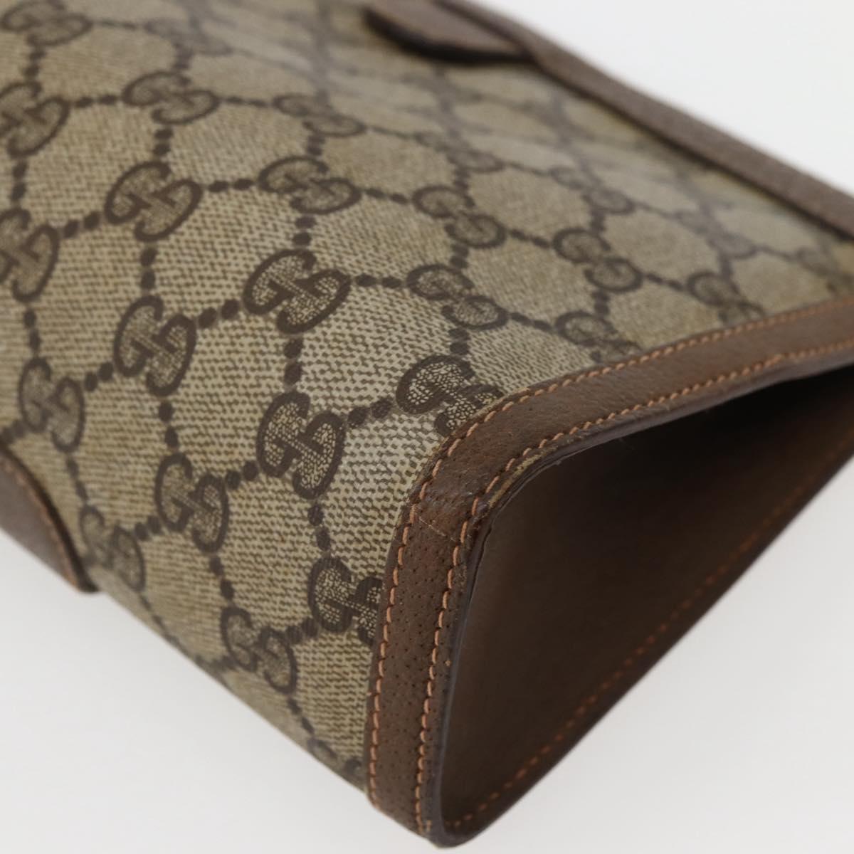 GUCCI GG Supreme Web Sherry Line Clutch Bag PVC Beige Gold 89 01 032 Auth 143928