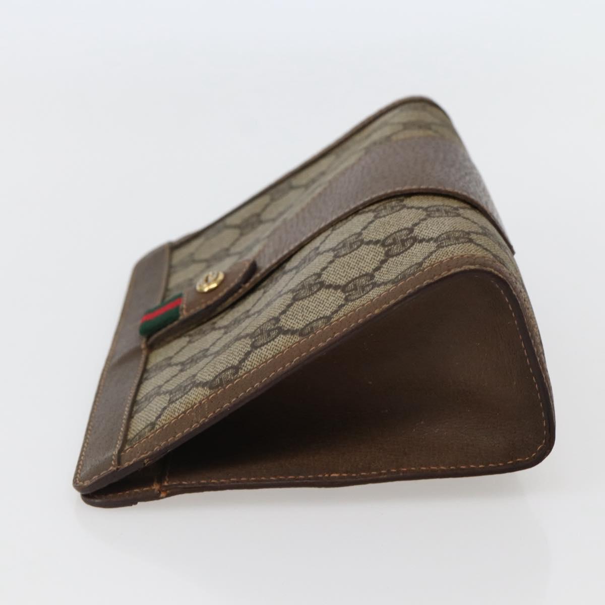 GUCCI GG Supreme Web Sherry Line Clutch Bag PVC Beige Gold 89 01 032 Auth 143928