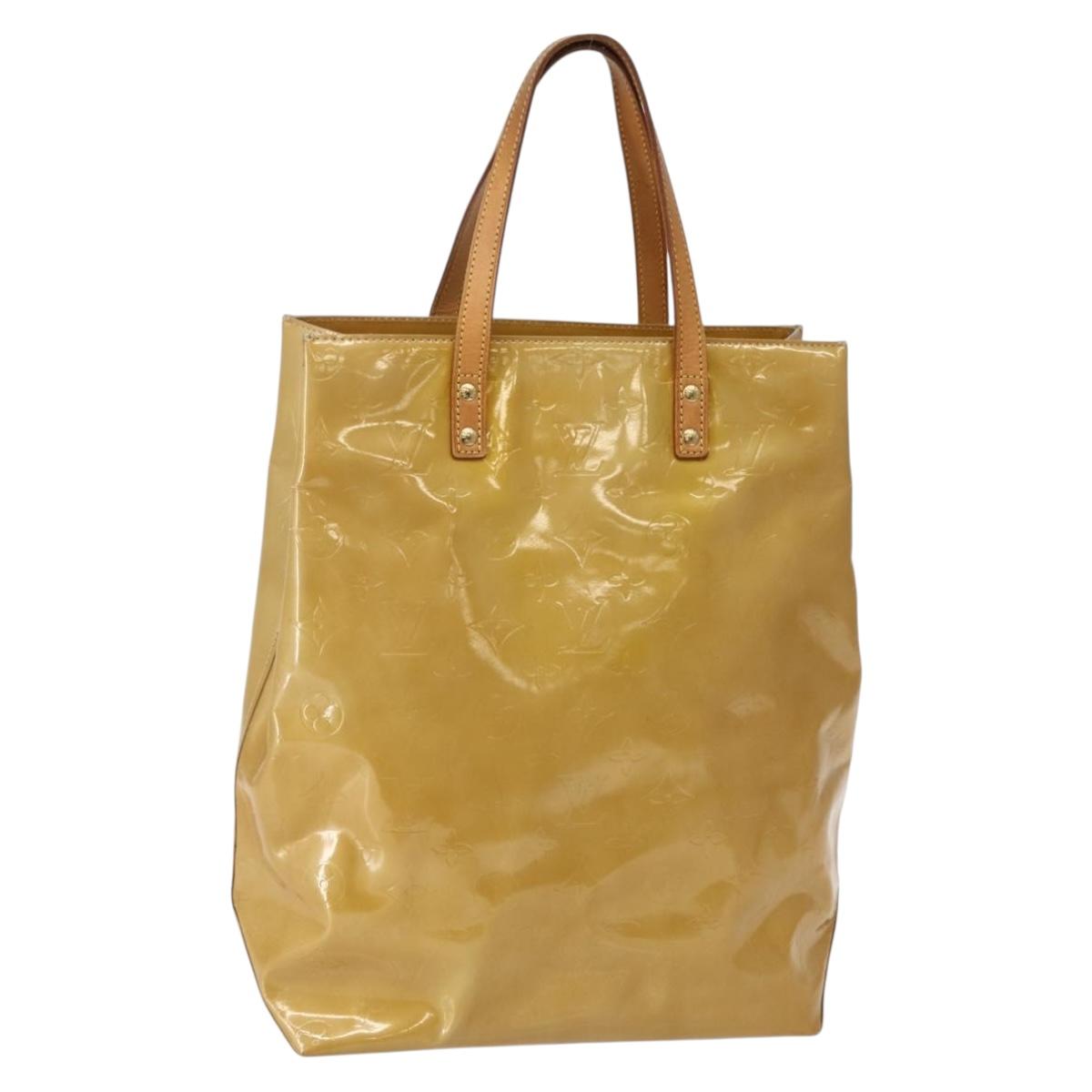 LOUIS VUITTON Monogram Vernis Reade MM Hand Bag Beige M91141 LV Auth 143950