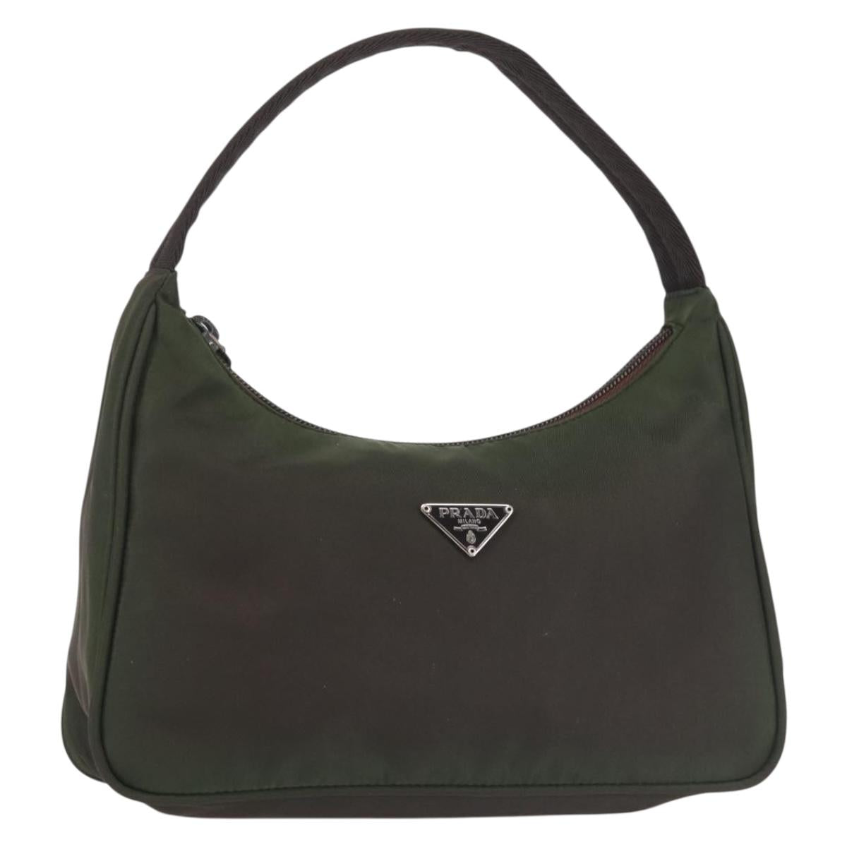 PRADA Hand Bag Nylon Green Auth 143961