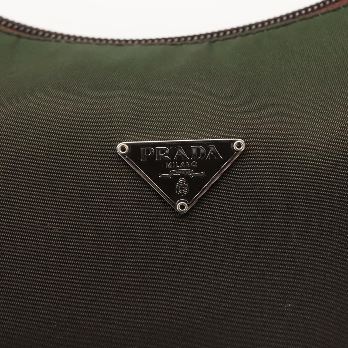 PRADA Hand Bag Nylon Green Auth 143961