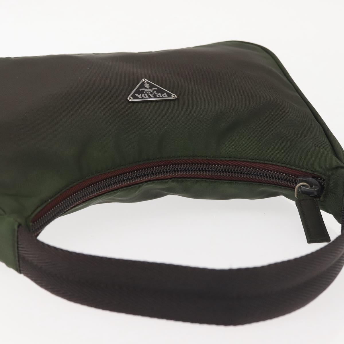 PRADA Hand Bag Nylon Green Auth 143961