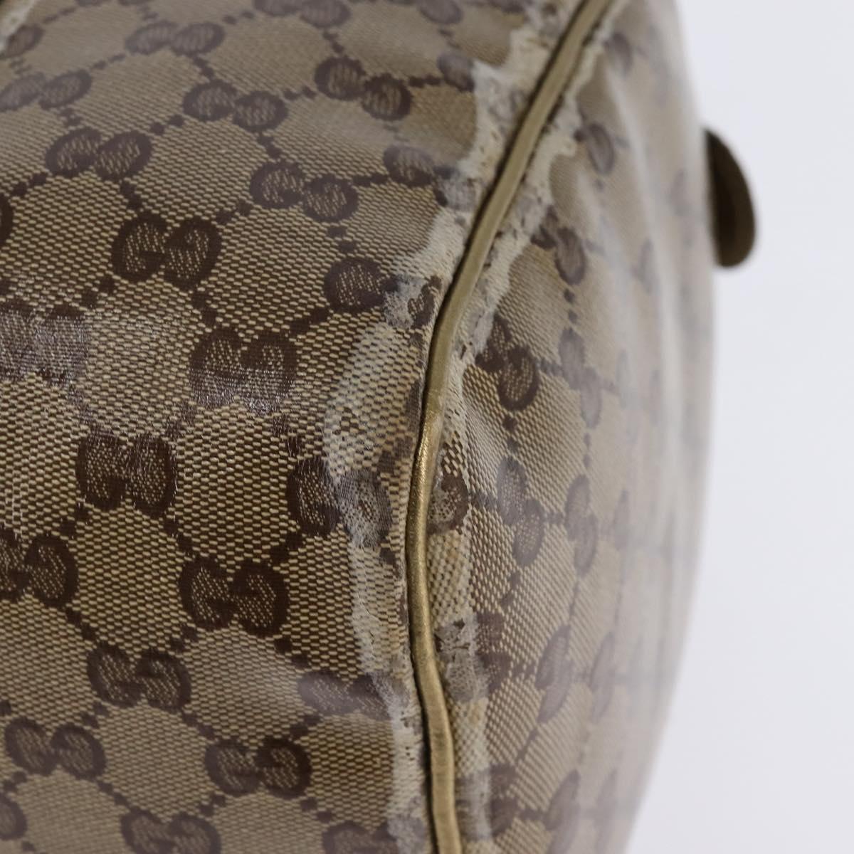 GUCCI GG Crystal Boston Bag Coated Canvas Beige Gold 193603 Auth 143964