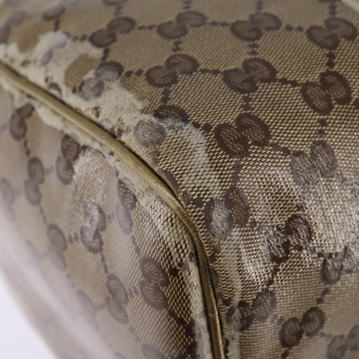 GUCCI GG Crystal Boston Bag Coated Canvas Beige Gold 193603 Auth 143964