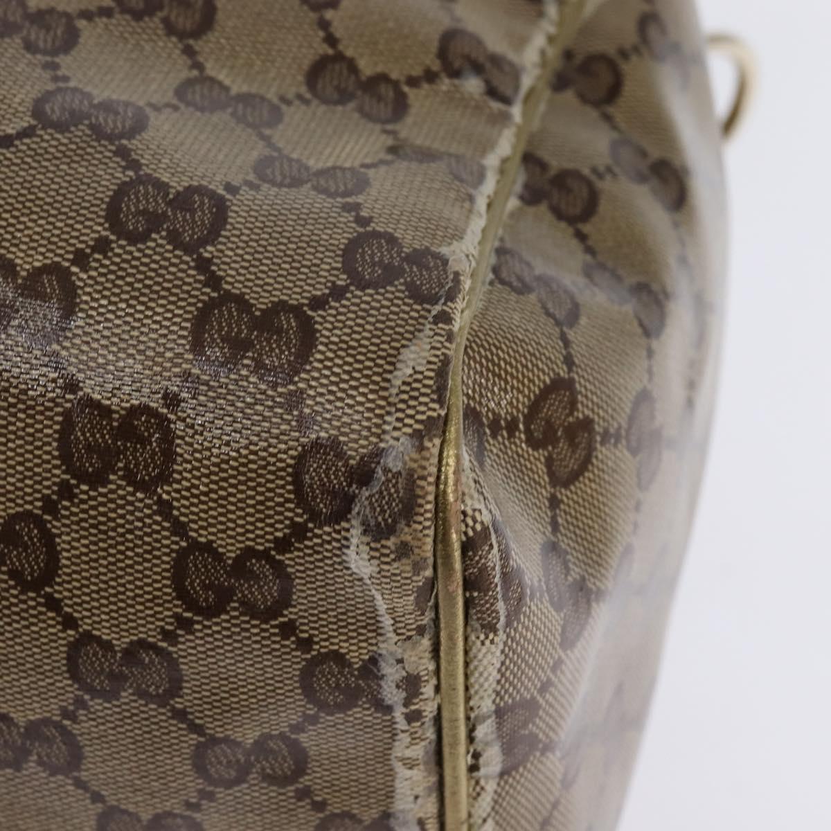 GUCCI GG Crystal Boston Bag Coated Canvas Beige Gold 193603 Auth 143964