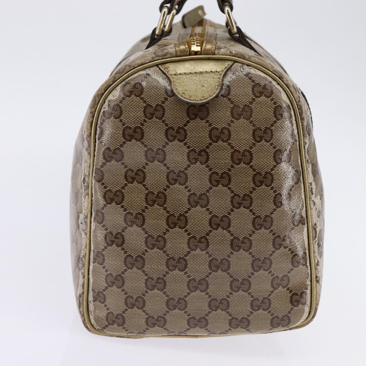 GUCCI GG Crystal Boston Bag Coated Canvas Beige Gold 193603 Auth 143964