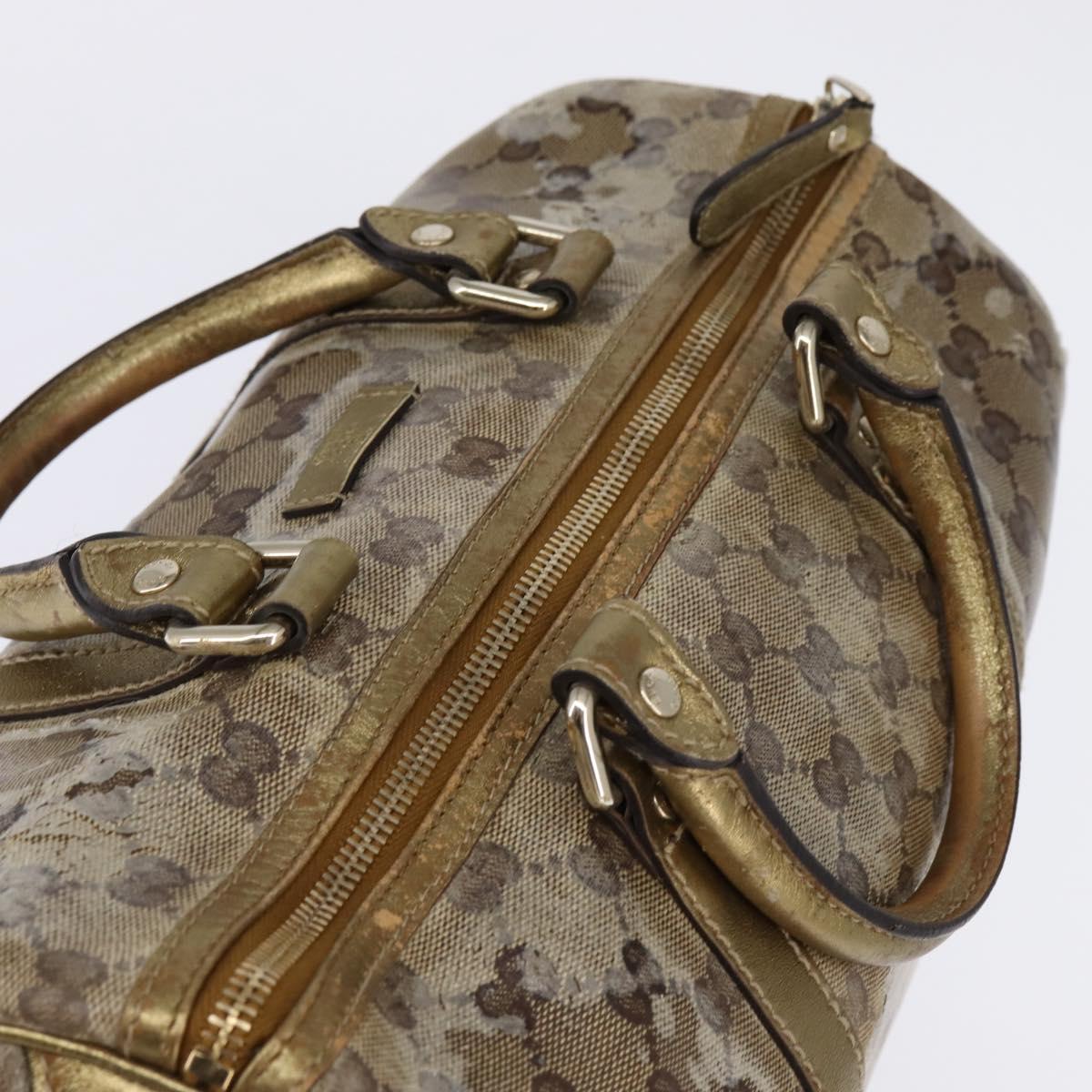 GUCCI GG Crystal Boston Bag Coated Canvas Beige Gold 193603 Auth 143964